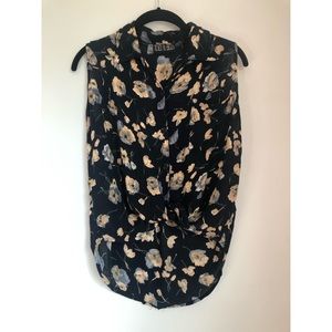 Vintage floral collared tank top
